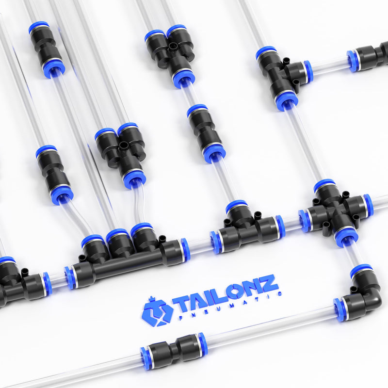 TAILONZ PNEUMATIC 60 pcs Straight Push Connectors Plastic Quick Release Connectors Air Line Fittings for 1/8 5/32 1/4 5/16 3/8 1/2Tube (2 Way) 1/8"/5/32"/1/4"/5/16"/3/8"/1/2"OD