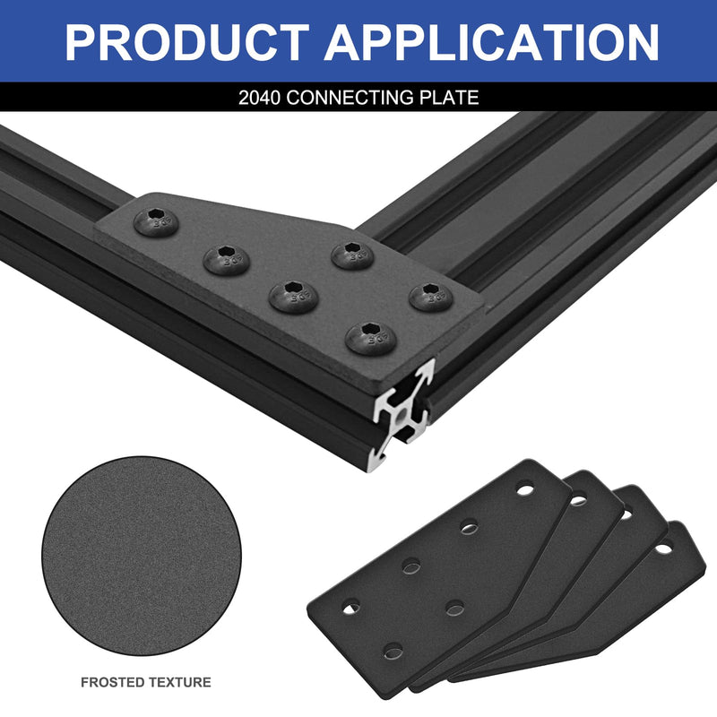 8pcs 2040 Aluminum Extrusion Joint Plate Connector Corner L Bracket 6-Hole 2040 V Slot Hardware T Slotted Accessories with T Nuts and Screws for Aluminum Profile 3D Printer Frame Part Black L-6Hole 2040B