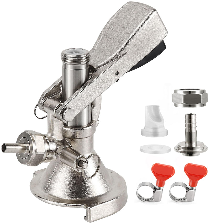 A type Keg Coupler German Slider A System Keg Coupler Stainless Steel Probe Beer Keg Tap for German A system Keg Coupler with Relief Valve Beer Barrel Coupler Kegerator Parts Includes stainless steel clamps
