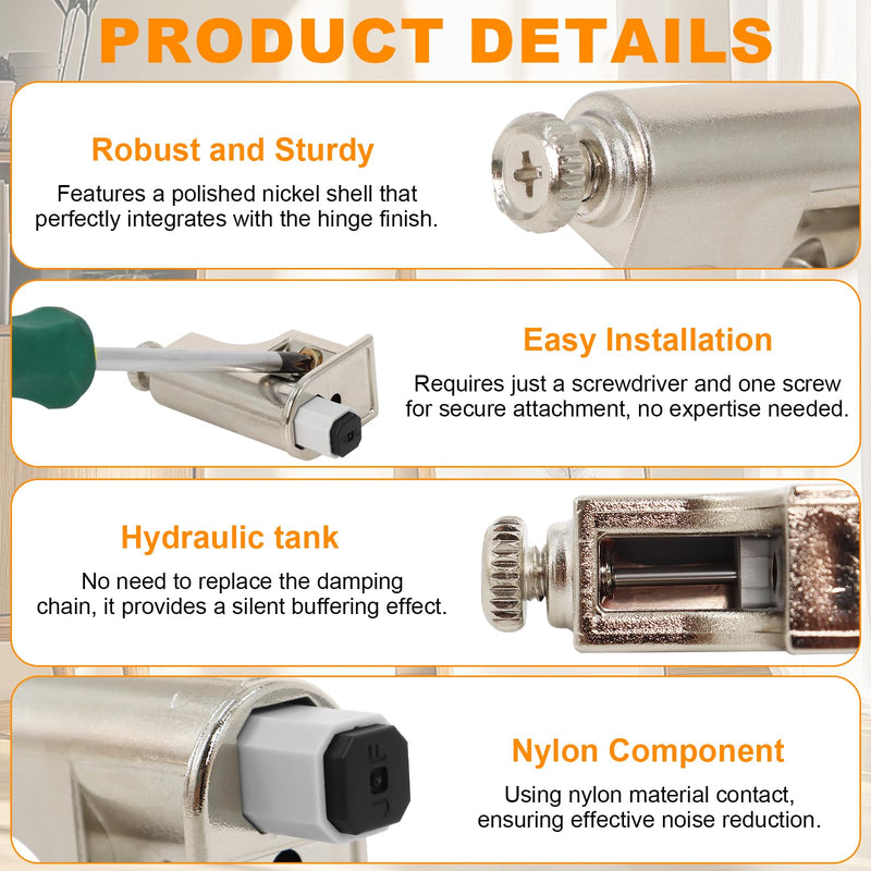 25 Packs Soft Close Cabinet Door Damper, Adjustable Slow Close Door Dampers, Soft Close Damper for Smooth Closure & Noise Reduction, Universal Hydraulic Buffer for Cabinet Doors/Bookcases/Kitchen