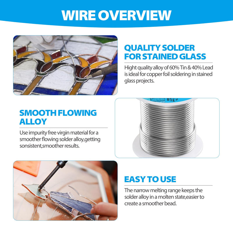 60/40 Wire Solder for Stained Glass (3.0mm 455g) 3.0mm 455g