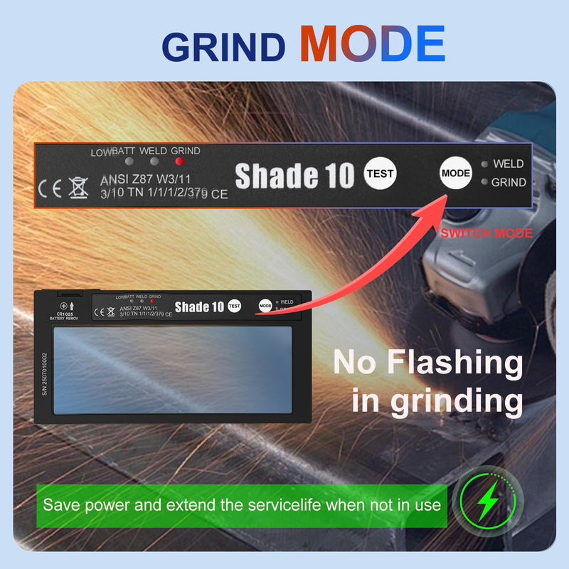 HD Shade 10 2x4 1/4 Auto Darkening Welding Lens,True Color Blue Welding Lens,HD and True Color Technology,Solar Charging,Fit Most Pancake and Pipeliner Welding Hoods,Auto Darkening Welding Lens 2x4.25 Gray Shad 10