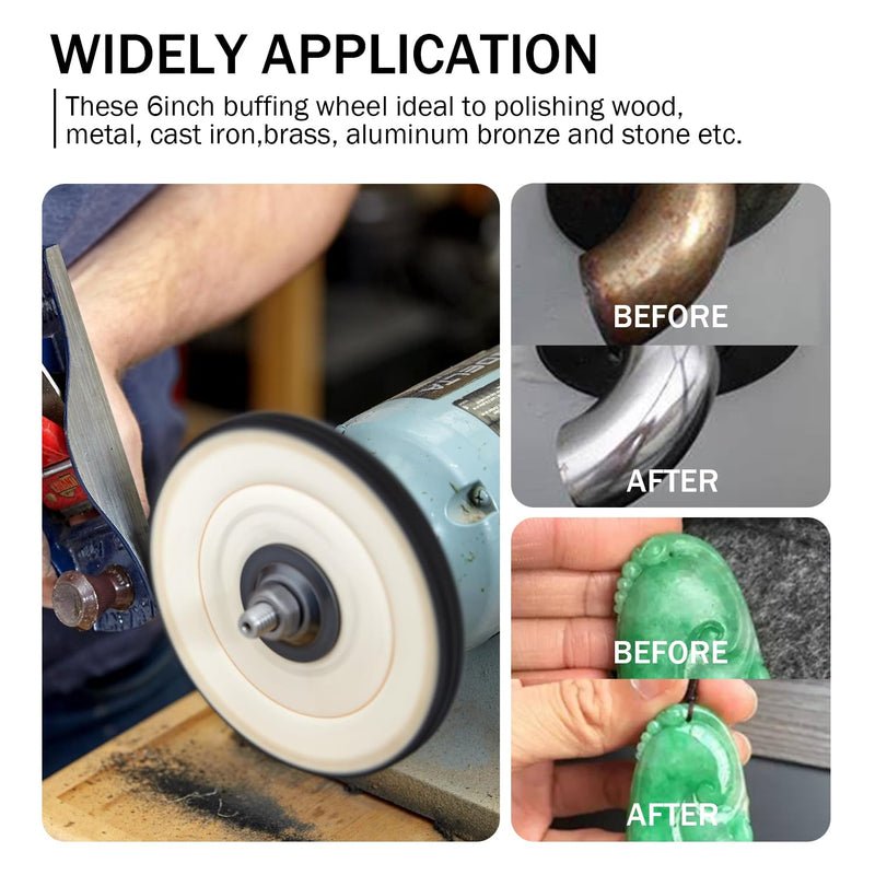 SCOTTCHEN 8inch Buffing Polishing Wheels 5/8" Arbor Hole,Soft/Fine/Medium for Bench Grinder-3PCS,with Buffing Polishing Cutting Compounds 7.4 Oz.Kit,with 2 Pack Non-Woven Bandage Wrap 8 inch Multi 8pcs