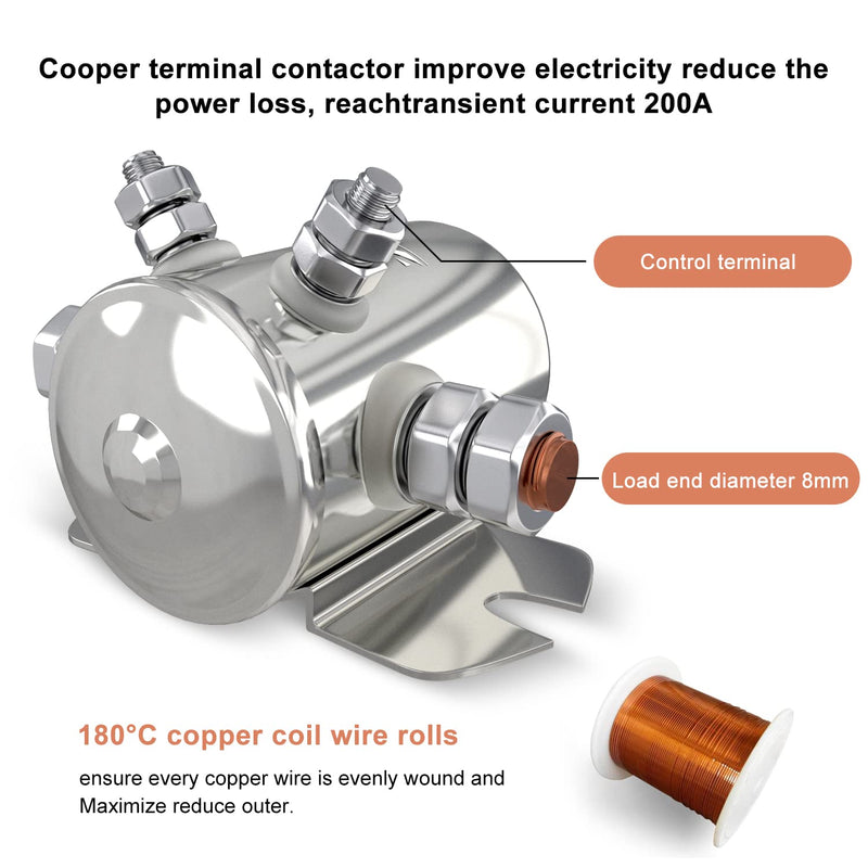 Zhushan Max 300A Continuous Duty Solenoid Relay Nickel-Plating for Golf Carts, Winch, Marine in Rush 12VDC 12V 4 Terminal