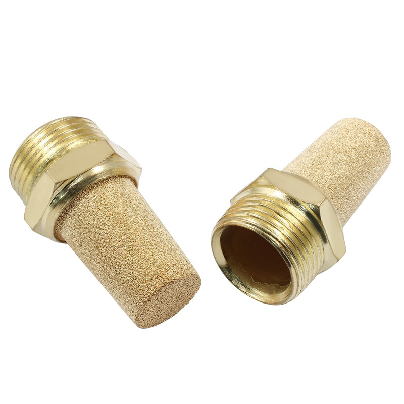 2 Pack 3/4" Male Thread Pneumatic Brass Exhaust Muffler Filter Air Pneumatic Mufflers Air Line Fitting Hex Sintered Silencer 2