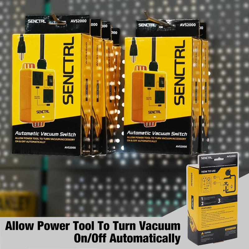 Automatic Vacuum Switch Allow Power Tool/Table Saw to Turn Vac Cleaner/Accessory On and Off Automatically, Load Sensing, On Delay Prevent Circuit Overload, Shop Dust Collector Off Delay