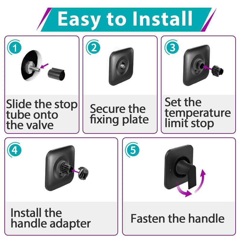 T2471BL Shower Handle Replacement Compatible with Moen PT Series Valve 2510/2520/2570/2590, Matte Black Single Shower Handle, Balance Pressure and Temperature Control(Valve Not Inclued) 1