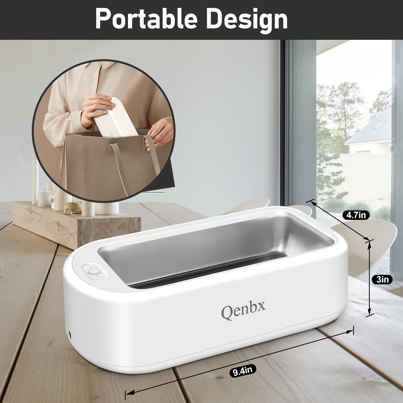Ultrasonic Jewelry Ring Cleaner, 48kHZ Ultrasonic Retainer Ring Cleaner with 2 Modes Digital Timer, Portable Jewelry Cleaner Ultrasonic Machine for Ring, Glasses,Watch Strap, Dentures, 22oz (640ml)