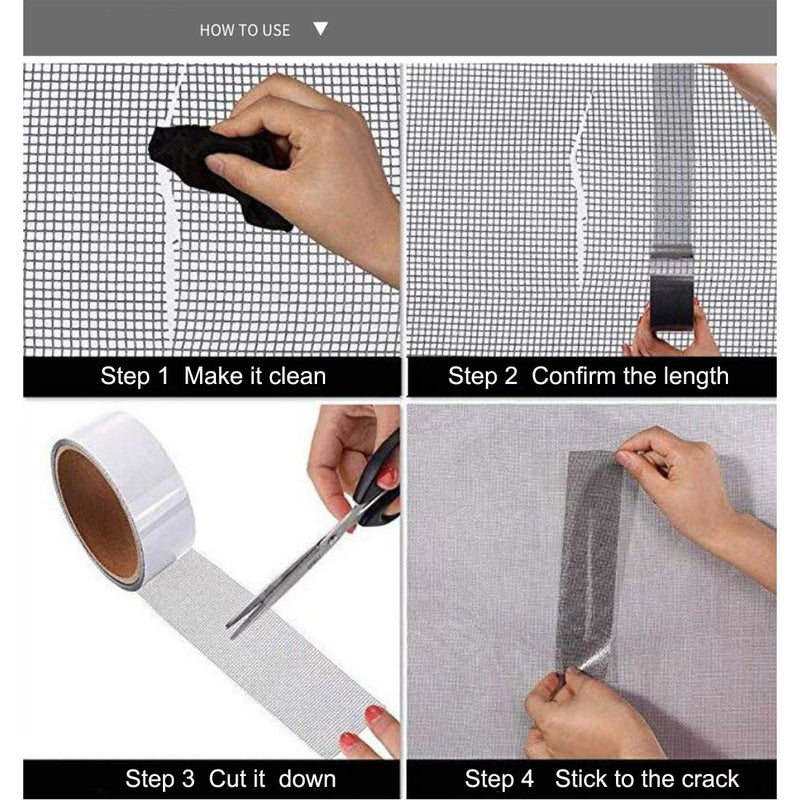 WELSTIK Screen Repair Tape,3-Layer Strong Adhesive Window Screen Doors Repair Patch Tape,Fiberglass Covering Mesh Repair(2"x79" Gray