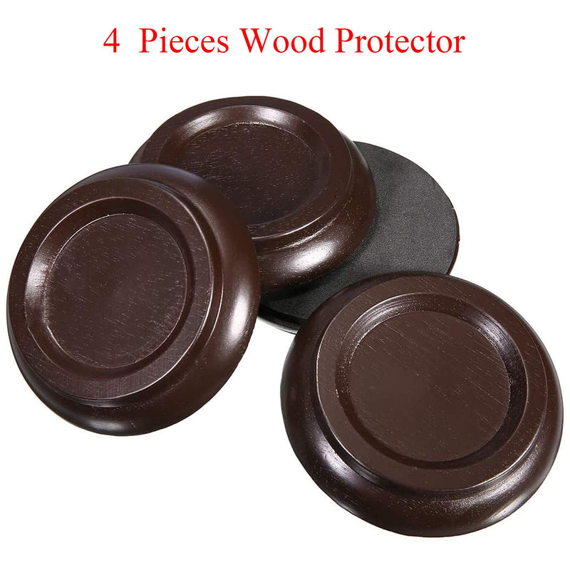 4Pcs Piano Caster Cups Grand Upright Piano Wheels Feet Floor Protectors, Solid Wood Casters Cups Wood Sliders Caster Pads with Non-Slip & Anti-Noise Foam Set of 4, Brown