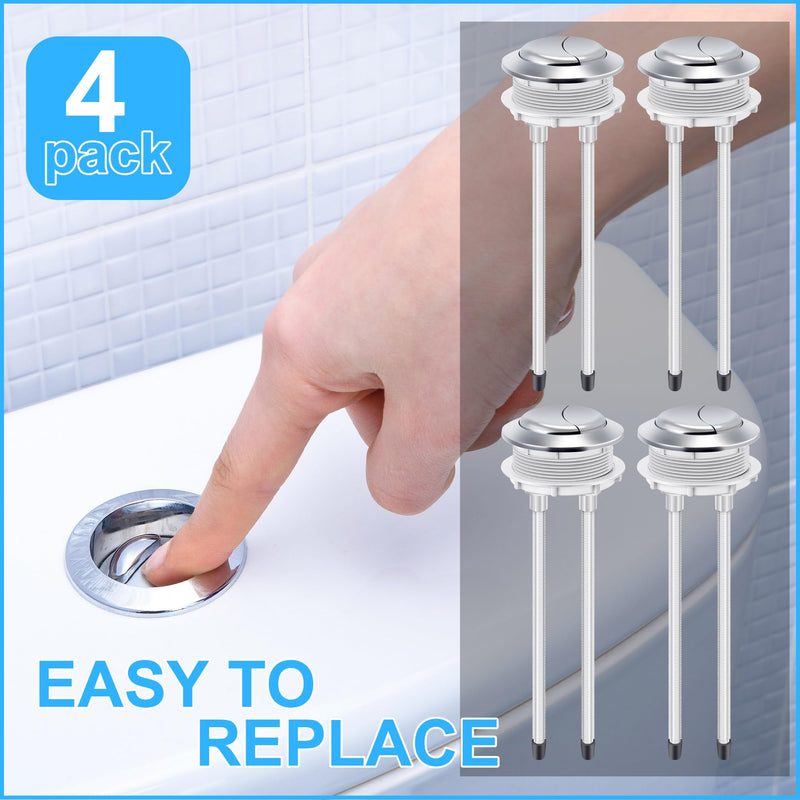 Enhon 4 Pack 48mm Toilet Tank Buttons, Flush Valve Dual Push Button Replacement Adjustable, Compatible with Glacier Bay Aquasource, American Standard, Twfords, Armitage Shanks, Geberit