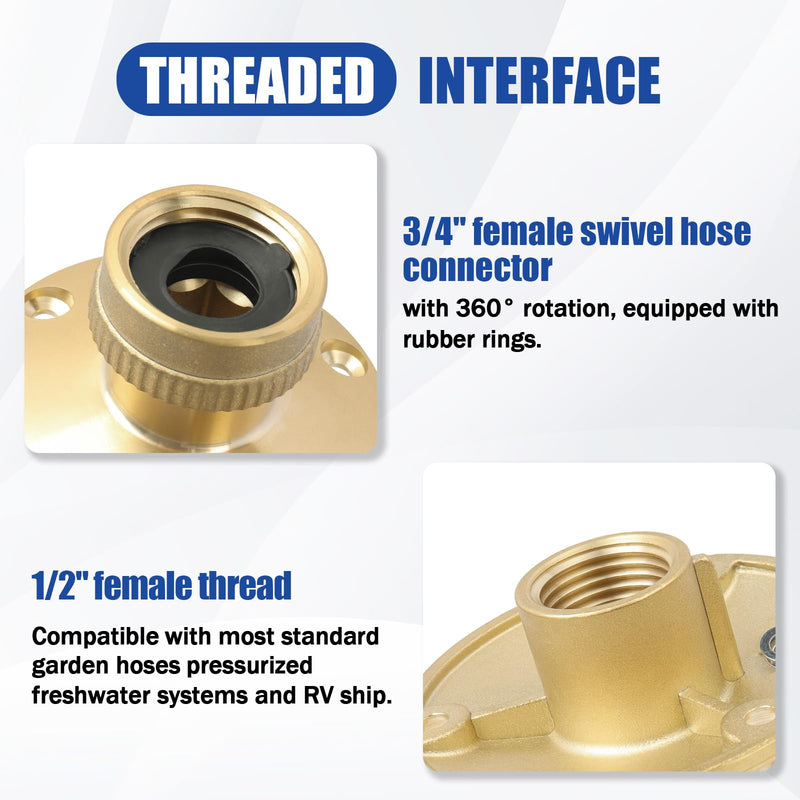 513110-1 Fresh Water Inlet, Has Standard Female Swivel Hose Connector 1/2" x 3/4" for Marine, Trailer, Motorhome Inlet