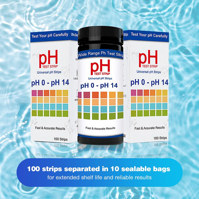 100pcs pH Test Strips, Universal pH 0-14, Testing pH for Urine Saliva Drinking Water Labs Aquariums Gyms Pools…