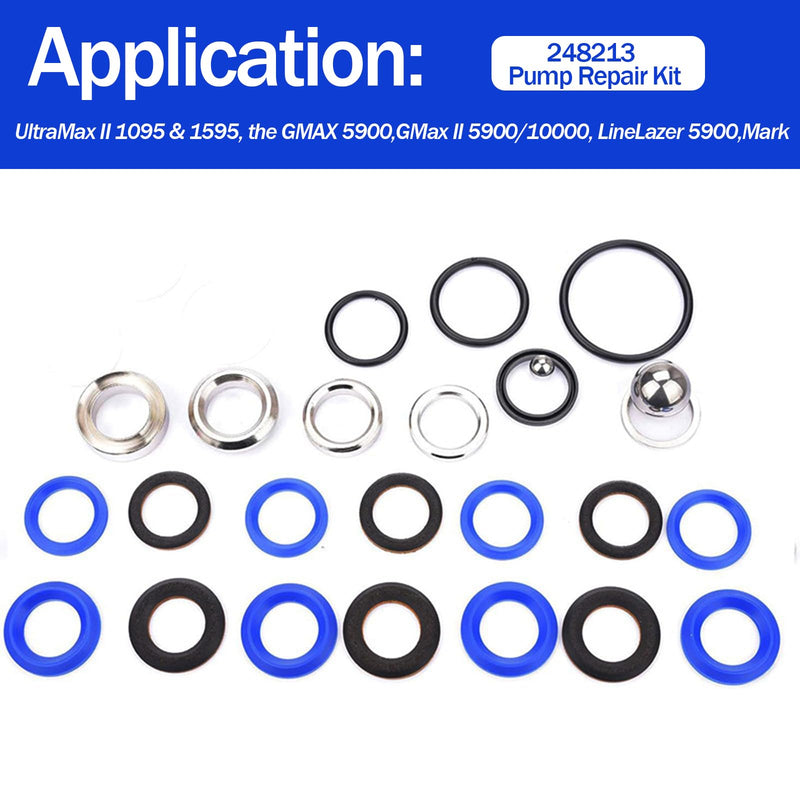 248213 Pump Repair Packing Kit, Premium Aftermarket Airless Paint Sprayer Pump Seal Repair Kit Compatible with Graco UltraMax II 1095 1595, GMAX 5900, GMax II 5900 10000, LineLazer 5900 Mark