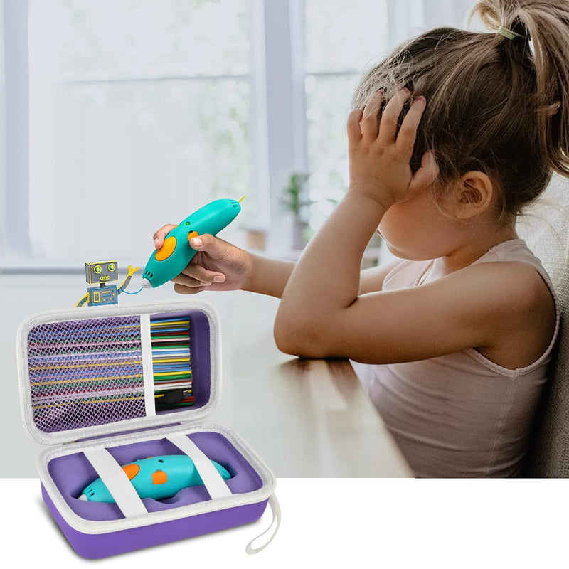 Case Compatible with 3Doodler Start+ Essentials (2022) for 3D Pen Set for Kids, Storage Organizer Holder for Printing Filament Refill and Micro-USB Charger (Box Only) Purple