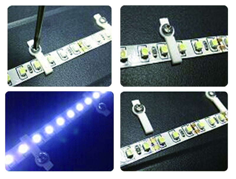 SpiritLED 100 Lots LED Strip Light Mounting Brackets,One Side Fixing Clips,Screws Included (for Non-Waterproof Strip Width 10mm) Ideal for Non-waterproof Strip Width 10mm