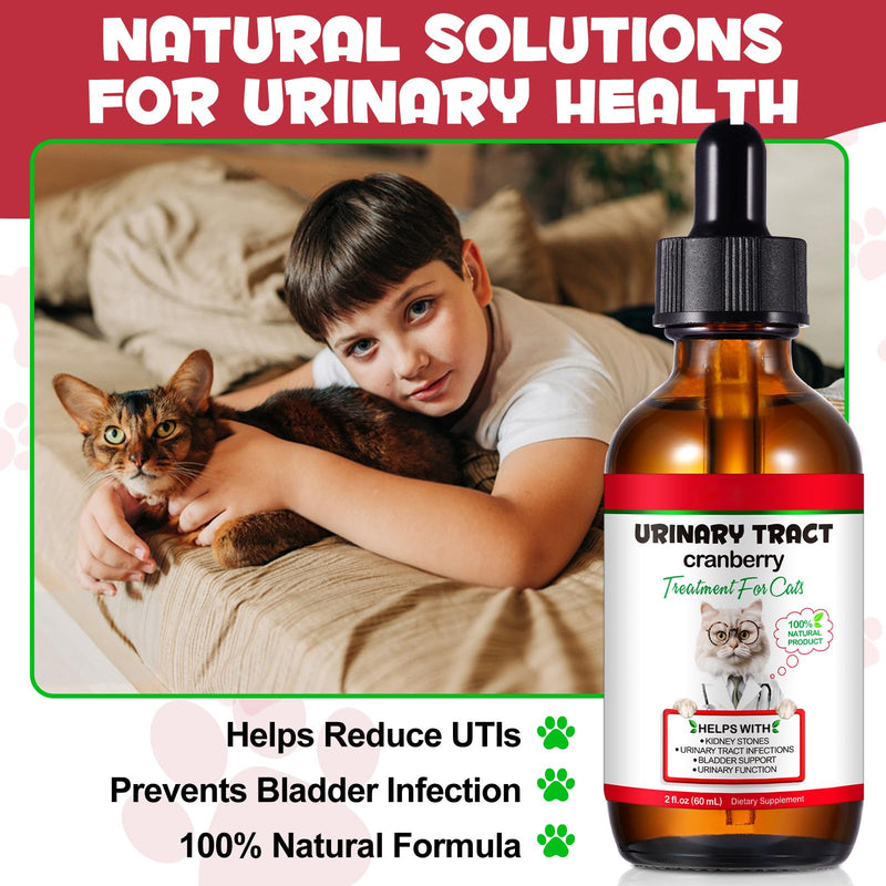 Cat Urinary Tract Health Drops - Natural UTI Treatment for Cats with Cranberry, Supports Bladder, Kidney Stone & Bladder Function, Helps with Frequent Urination & Incontinence