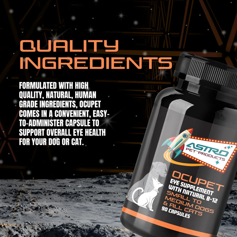 ASTROPET - OCUPET - Eye Supplement - for Small-Medium Dogs & All Cats - Supports Eye & Vision Health - Human-Grade Ingredients - with Lutein & Essential Vitamins - Made in USA - 90 Capsules For Small / Medium Pets