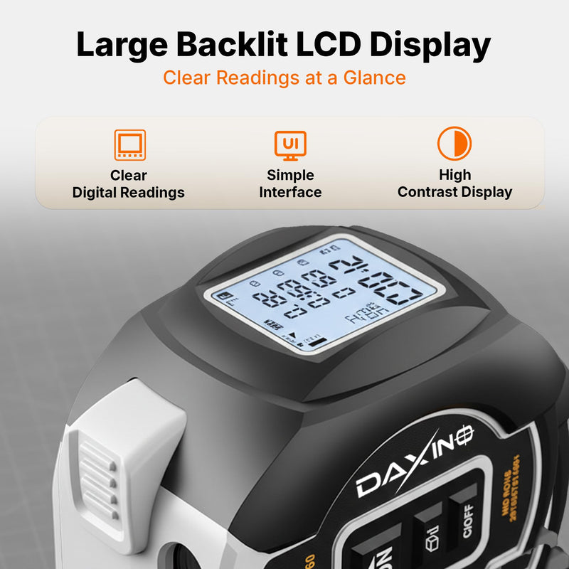 2 in 1 Digital Tape Measure - 196ft/60m Rechargeable Laser Tape Measure, 16ft/5m Physcial Measure | Distance, Area, Volume, Pythagorean Measurement I Data Storage (2 in 1 Tape Measure) 2 in 1 Digital Tape Measure