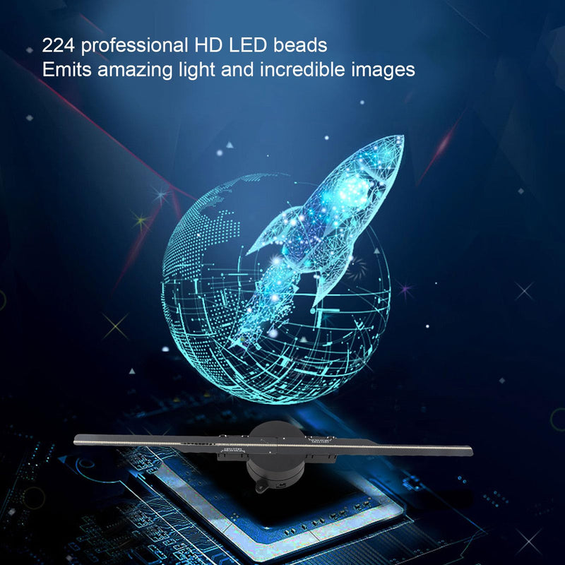 3D Hologram Fan 16.5in 2000x224 3D Projector with 224 LED Light Beads, Borderless Images, Custom Editing for Business Store Advertising 100-240V