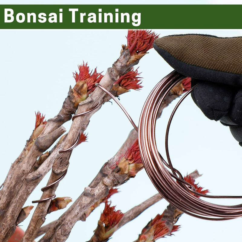 Bonsai Training Wire Set of 4 - Total 128 Feet(32 Feet Each Size) 3 Size - 1.0MM,1.5MM,2.0MM - Corrosion and Rust Resistant (with Bonsai Wire Cutter) Brown(with Bonsai Wire Cutter)