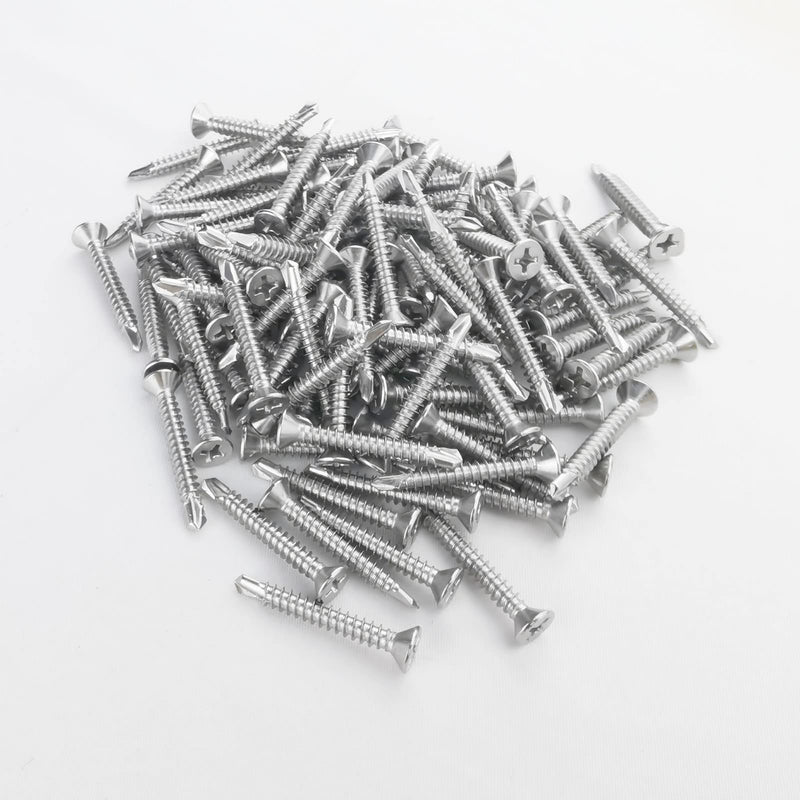 60PCS #8 x 1-1/4" Sheet Metal Self Drilling Screws,410 Stainless Steel Flat Head Screws Phillips Head Self-Tapping Screws High-Strength Fast Sheet Metal Screws (1/2" to 1-1/4" Available) 60PCS #8 x 1-1/4"