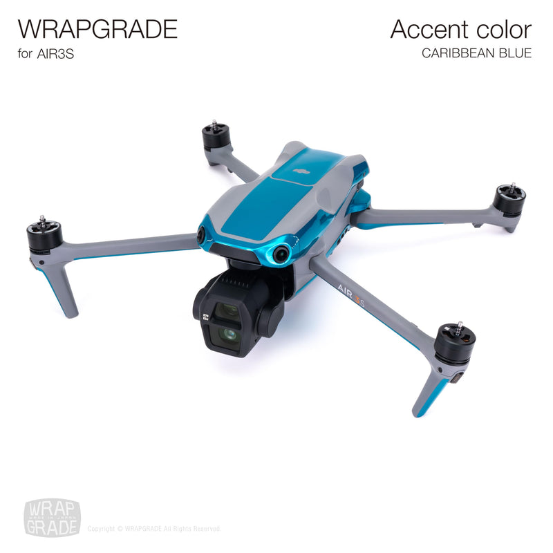 WRAPGRADE Skin Sticker for DJI Air 3S Accent Color Sticker (Caribbean Blue) Caribbean Blue