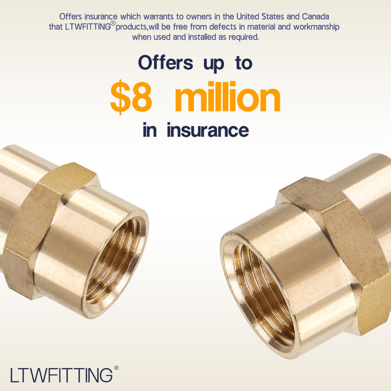 LTWFITTING LF Brass Pipe Fitting 3/8" Female NPT Coupling Water (Pack of 25) Pack of 25