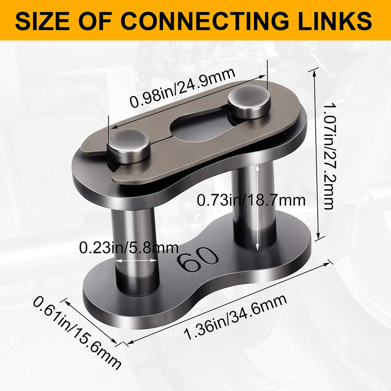 5 Pack #60 Roller Chain Connecting Links, Master Connector Link for Agricultural Machine, Tractors 5 Pack #60