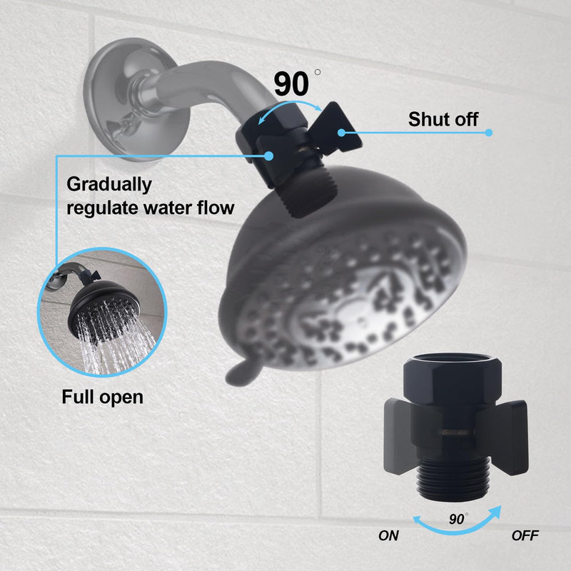 AZOS Brass Shut Off Valve, Water Flow Control Valve, Shower Head Shut Off Valve, Water Flow Control Valves G1/2 Pressure Regulator, Water Pressure Regulator in Black - NewNest Australia