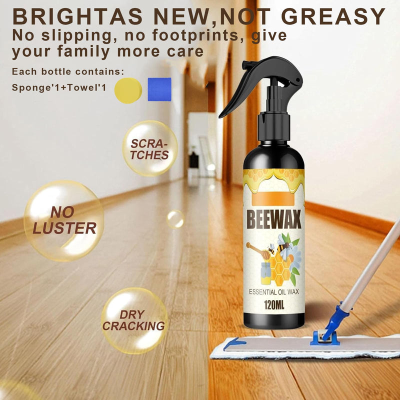 2PCS Natural Beeswax Spray, Beeswax Spray Cleaner, Beeswax Furniture Polish, The Original Beeswax Spray, Wood Seasoning Beewax For Furniture Floor, for Furniture, Floor, Tables, Cabinets 0.5 Fl Oz (Pack of 2)