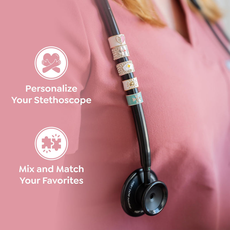 charMED Custom Stethoscope Charms - Bling Monogram Charm - Gifts for Nurses, Doctors, Veterinarians & Healthcare Professionals - Metal Silver 0.5" Ring Charm (Letter C) Letter C