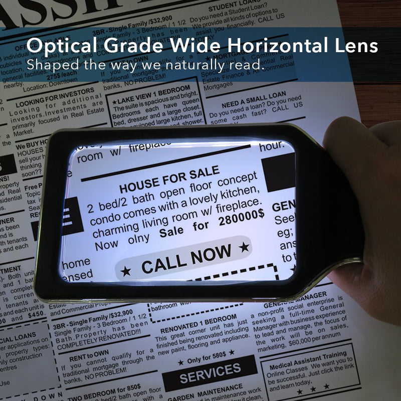MAGNIPROS Patented 3X Large Magnifying Glass with Light | 3 Color Light Modes | Anti-Glare Lens & Stepless Dimmable LEDs | Perfect for Reading Fine Print & Inspection - Ideal for Seniors & Low Vision Black