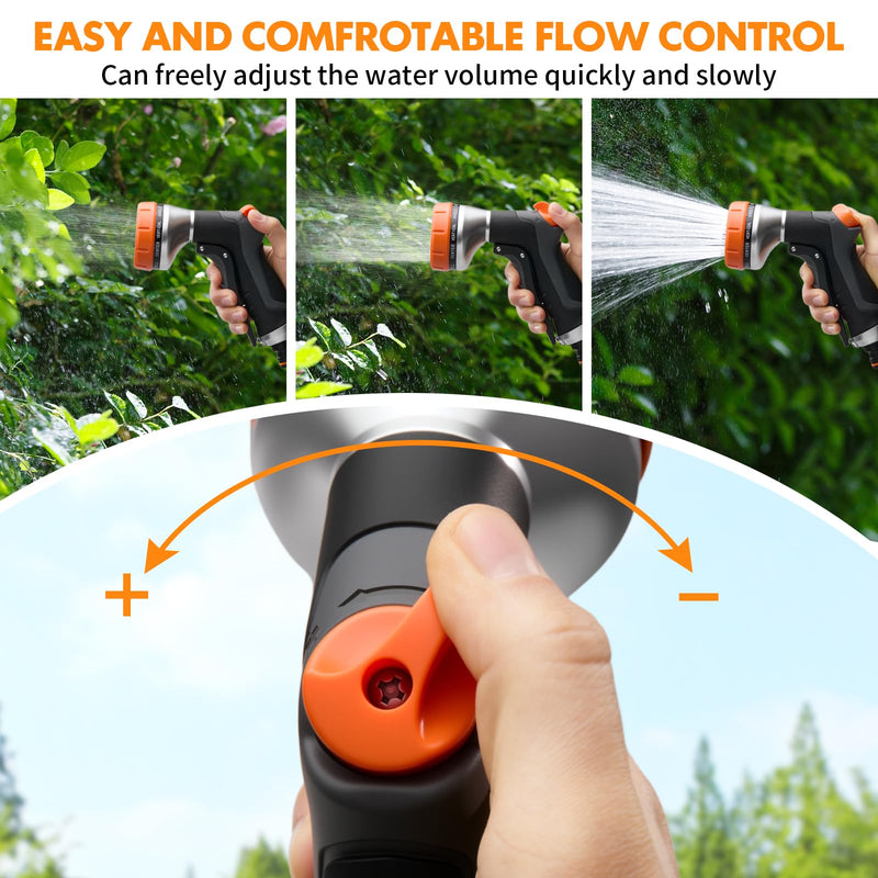 Garden Hose Nozzle,Hose Spray Nozzle with Water Volume Control Valve,High Pressure Water Hose Nozzle Sprayer with Adjustable 10 Patterns for Plants & Lawns Watering,Car Washing and Pet Showering