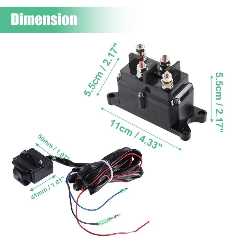 X AUTOHAUX 12V 250A Winch Solenoid Relay Contactor Winch Rocker Thumb Switch Combo ATV 1500-5000lbs for Polaris for Honda for Warn Silver Contactor Solenoid with 6 Insulated Caps 63070 62135