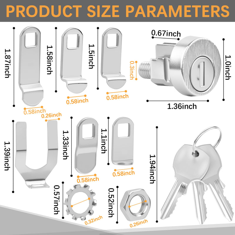 5 Pack L-1172C Mailbox Lock Replacement Includes 3 Keys Per Lock& 5 Locking Plates – C9100 National Standard Key Lock for Cluster Boxes,90° Clockwise Rotation
