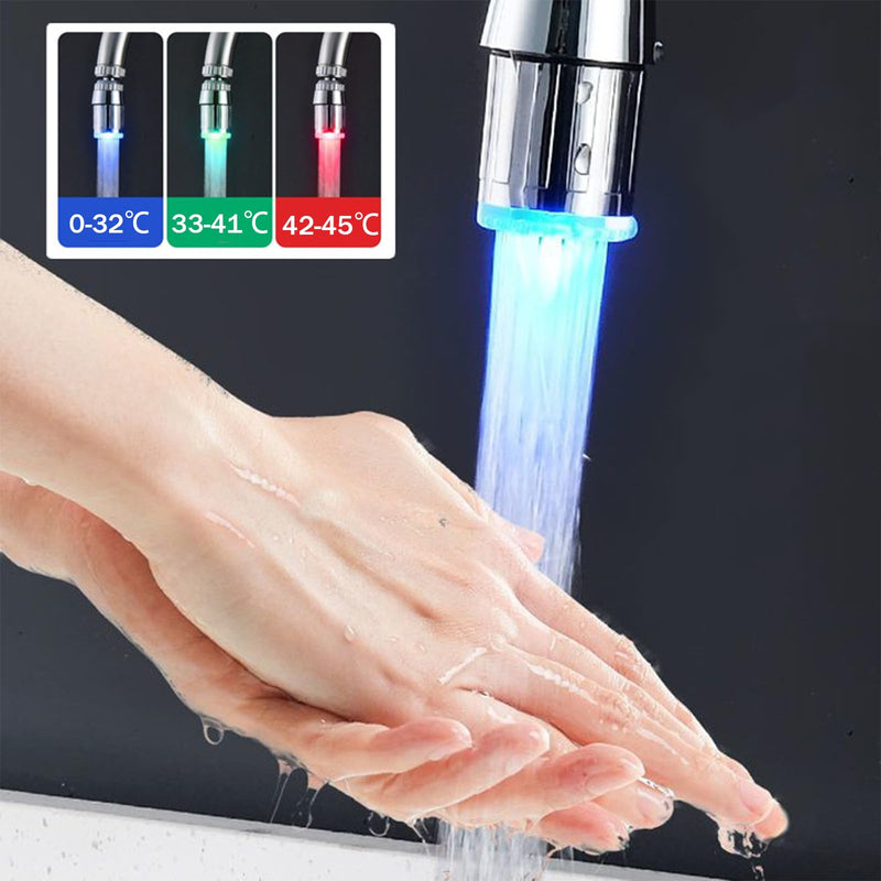 3-Color Temperature Sensitive Gradient LED Water Faucet Light Water Stream Color Changing Faucet Tap Sink Faucet for Kitchen and Bathroom LED Faucet[Temperature Sensitive]