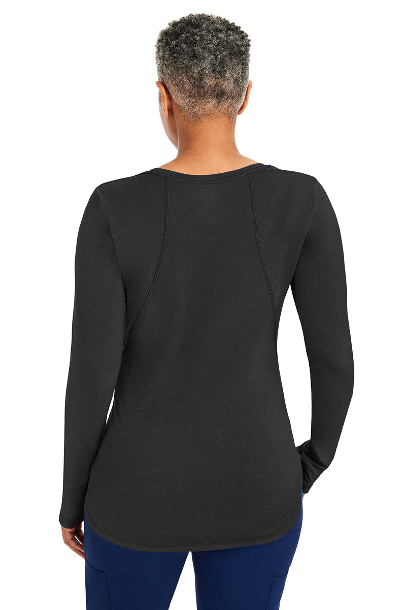 Healing Hands Mackenzie Women's Underscrub, Long Sleeve Tee with Thumbholes, Modern Fit Fabric Blend 5051 X-Large Black