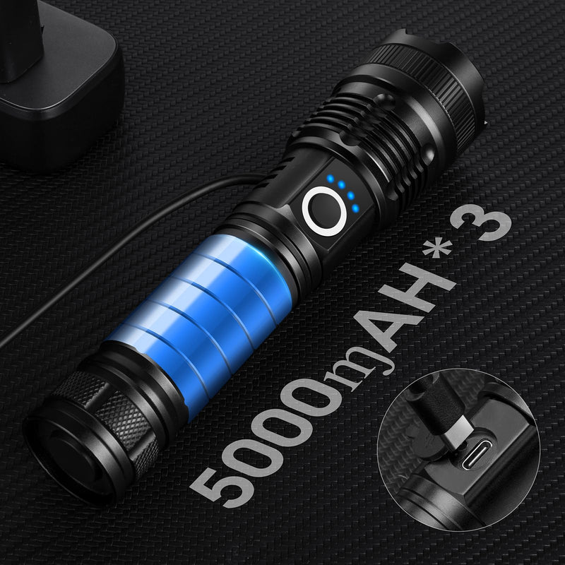 KINGCAESAR 3 Pack Flashlights 90,000 High Lumens - Super Bright Rechargeable Flashlight with 5 Light Modes, IPX7 Waterproof Powerful LED Flash Light for Home, Camping
