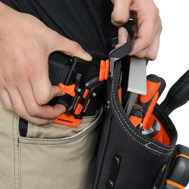 MELOTOUGH Belt Clip Tool Pouch Tool Belt Pouches Utility Tool Organizer Pouch with Hammer Holder for Electrician,Carpenter,Construction,Technician Orange Tool Pouch
