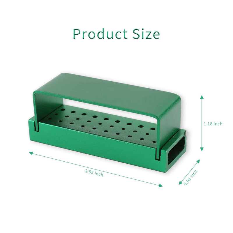 Dental Bur Block Holder Station 30 Holes, Disinfection Bur Organizer with Cover Dentist Burs Case Opening Box Autoclavable for Lab - Easy to Use - Green