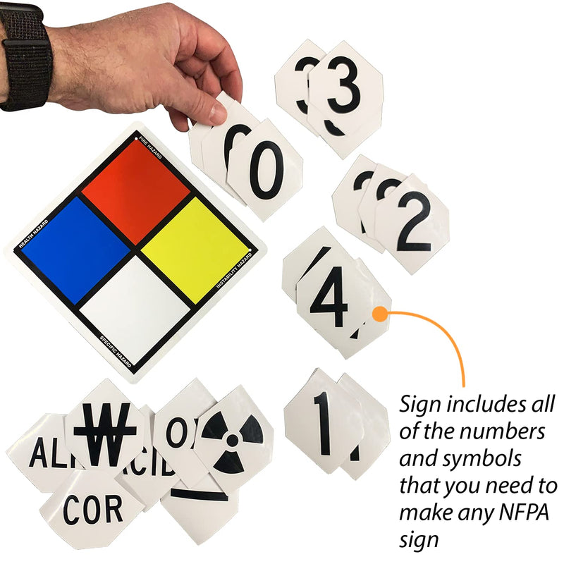 SmartSign NFPA Adhesive Label Kit (Placard, Digits & Symbols) | 8.5" Tall (Tip-to-Tip) Diamond Laminated Vinyl, 6" x 6" 8.5" Tall Laminated Vinyl Kit