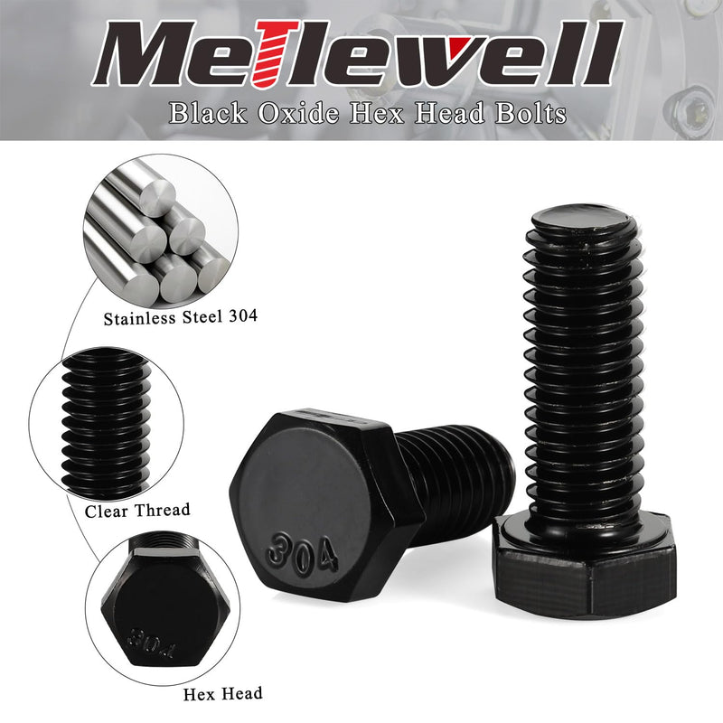 5/16-18 x 1-1/2“ Hex Head Bolts, Fully Threaded, Stainless Steel 304(18-8) Bolt, Black Oxide Finish, Quantity 20 5/16-18 x 1-1/2" (20 PCS)