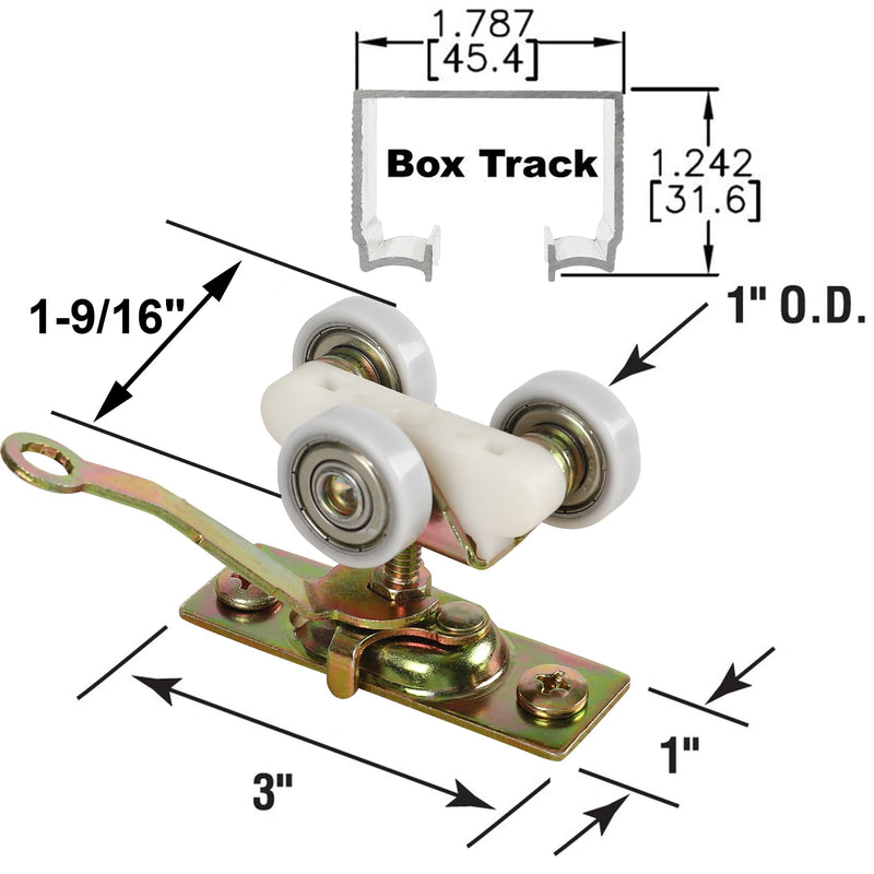 Pocket Door Commercial Grade Hanger Fits Johnson Part #1125 & Upgrades #1500 Hardware Kit, 1" Nylon Ball Bearing, 1-1/4" C.T.C, Min. 1" Thick Doors, 200lbs Capacity - NewNest Australia