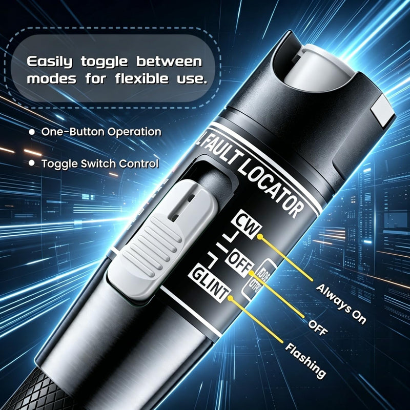 Visual Fault Locator, Fiber Optic Cable Tester Pen, VFL Red Light Tool with FC to LC Adapter & 2.5mm Universal Connector (Black, 80 KM) Black