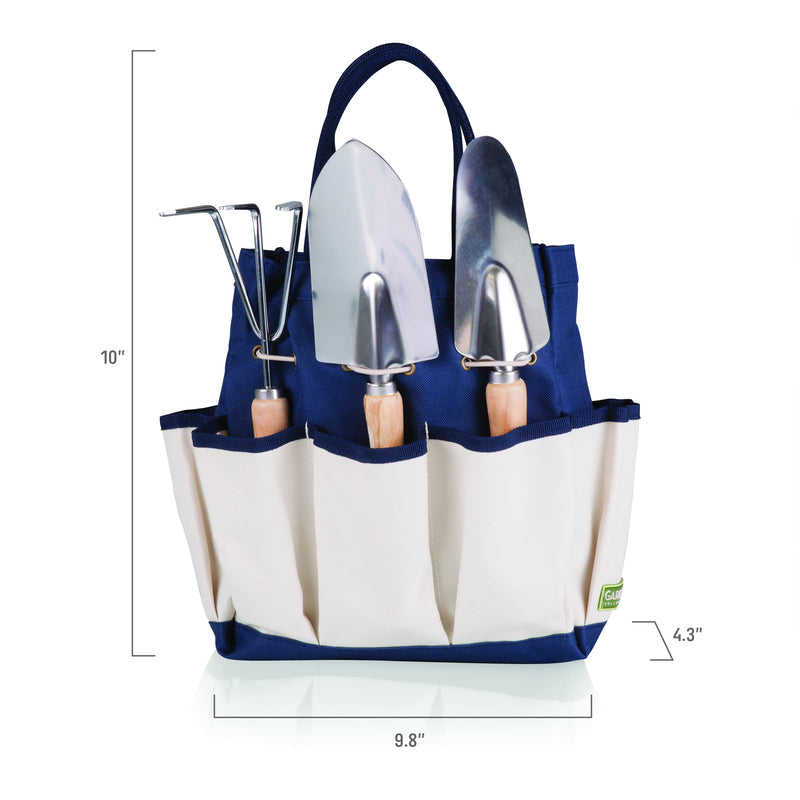 Picnic TIME Disney Mickey Mouse Garden Tote with Tool Set, Durable Garden Tool Organizer Bag with 3 Hand Tools and Exterior Pockets, Giftable Gardening Essential, (Navy Blue with Beige Accents) Disney Mickey Mouse - Navy Blue with Beige Accents