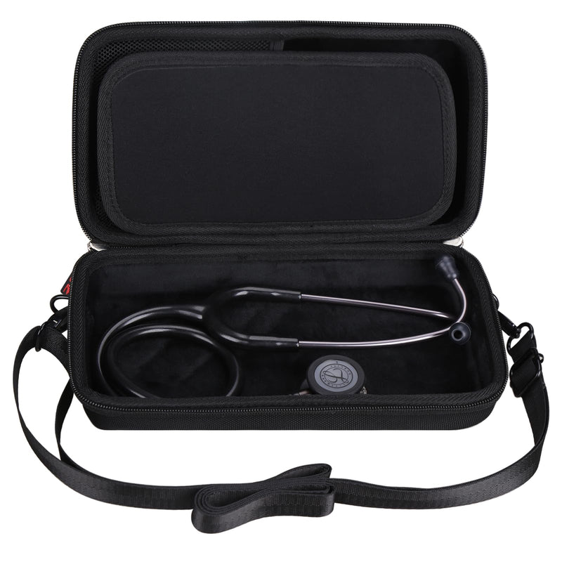 Mchoi Stethoscope Case Compatible with 3M Littmann Classic III, Lightweight II S.E, MDF Acoustica Deluxe Stethoscope, Extra Room for Medical Scissors EMT Trauma Shears and Accessories Large ALL BLACK
