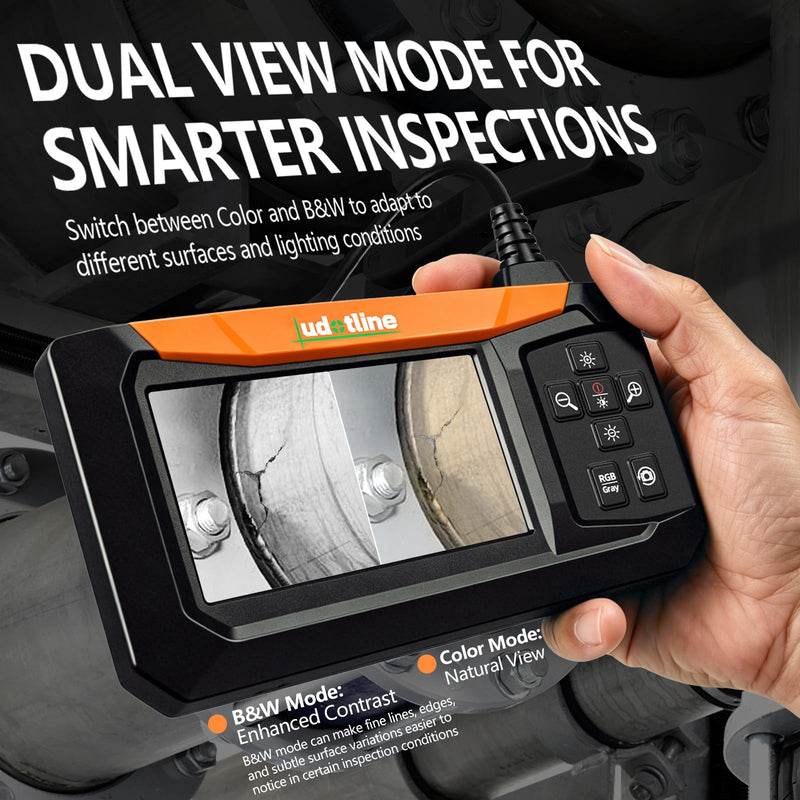 Inspection Camera with 7.2” Built-in Screen, Standalone Endoscope Camera – No Phone Needed, 1m Semi-Rigid Cable, 8 LED Lights, Rechargeable Borescope for Pipe, Wall & Auto Inspection 1m Cable – Close-Range Inspection