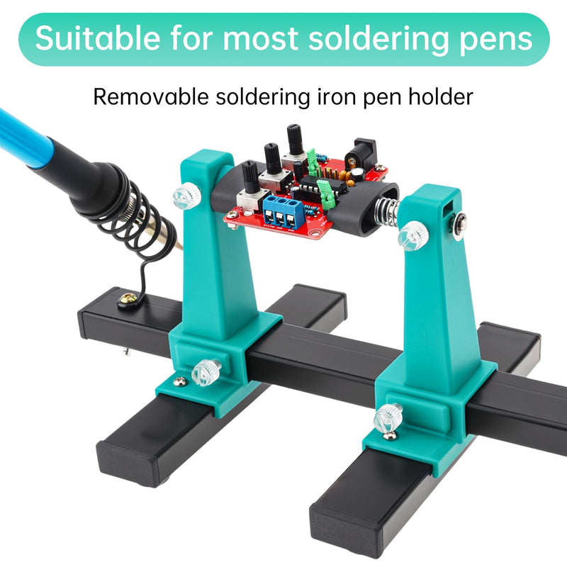 Adjustable PCB Holder Soldering Clamp for Circuit Board Soldering Desoldering Repair with Soldering Iron Pen Holder,Helping Hand Soldering Tool Holder 360 Degree Rotation