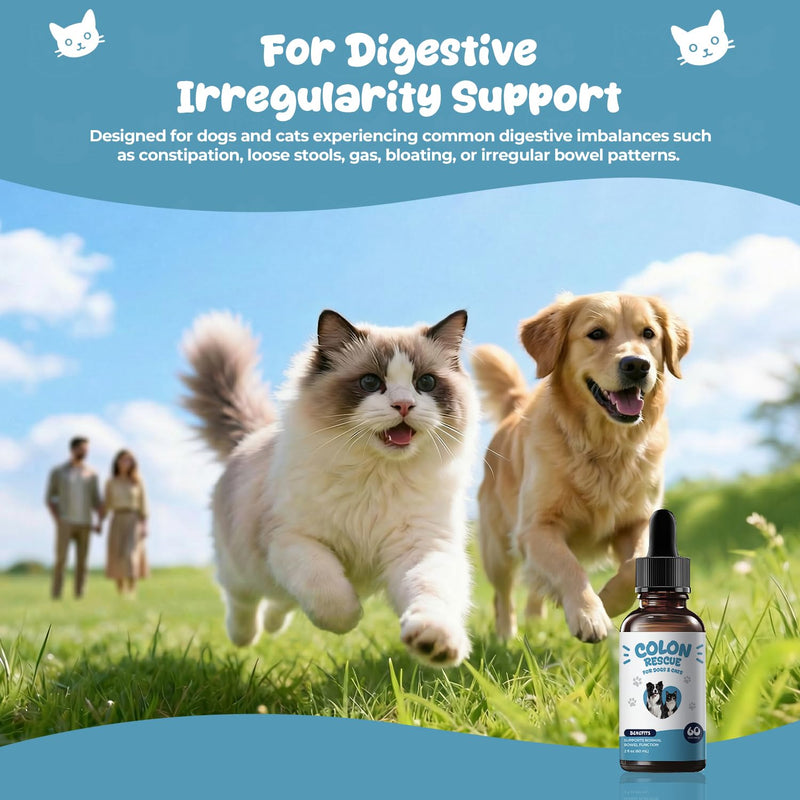 Colon Rescue Digestive Support for Dogs & Cats, Gentle Bowel Balance Liquid Drops with Slippery Elm, Supports Constipation Relief, Digestive Comfort & Stool Eating Deterrent – 2 fl oz (60 mL)